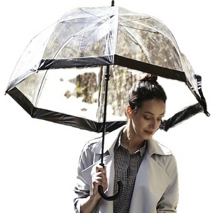 Large Clear Dome See Through Umbrella Transparent Walking Brolly Wedding