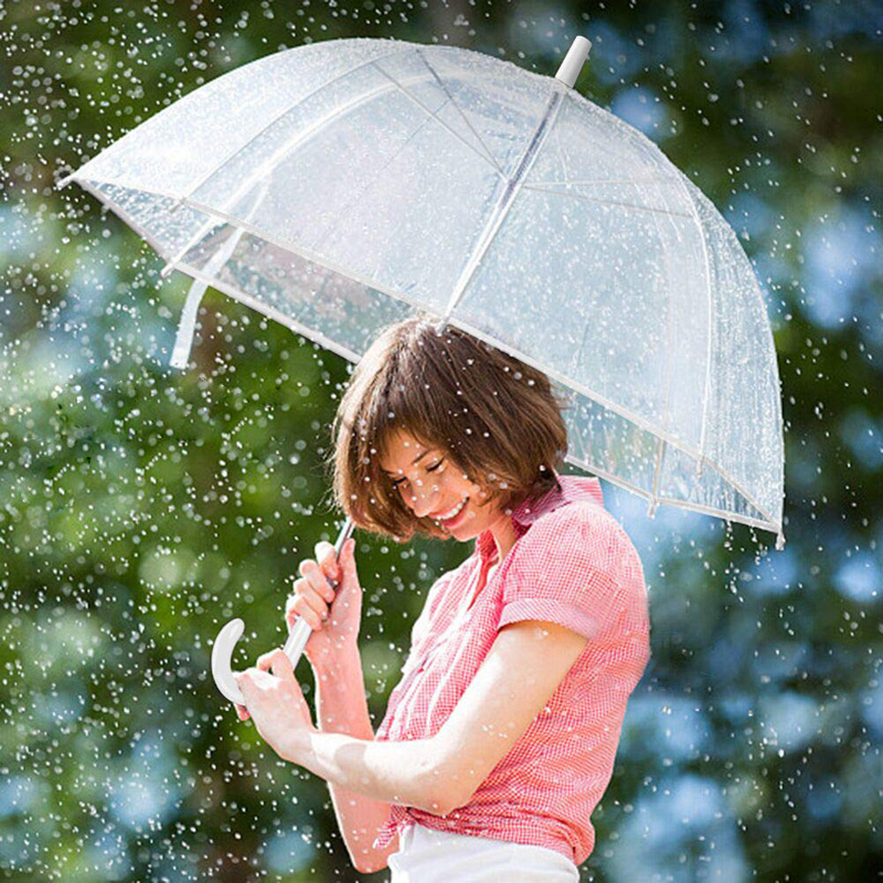 Large Clear Dome See Through Umbrella Transparent Walking Brolly Wedding