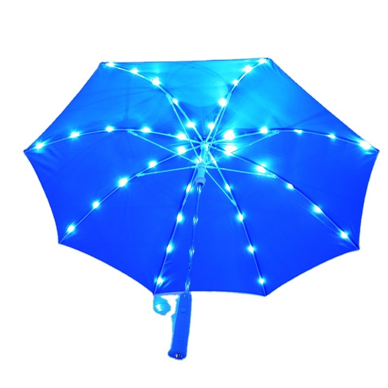 LED Lighted Umbrella 7 Colors Changing on Shaft Flash Light Golf Umbrellas for Night Walking Protection