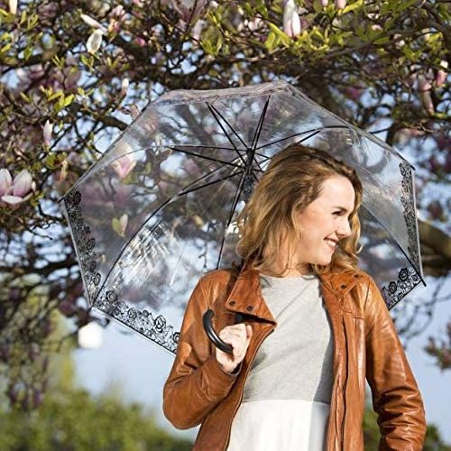 Clear Stick Umbrella - Big Dome Birdcage - windproof