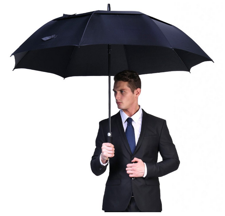 golf umbrella double canopy air vent automatic open golf straight umbrella with shoulder strap logo