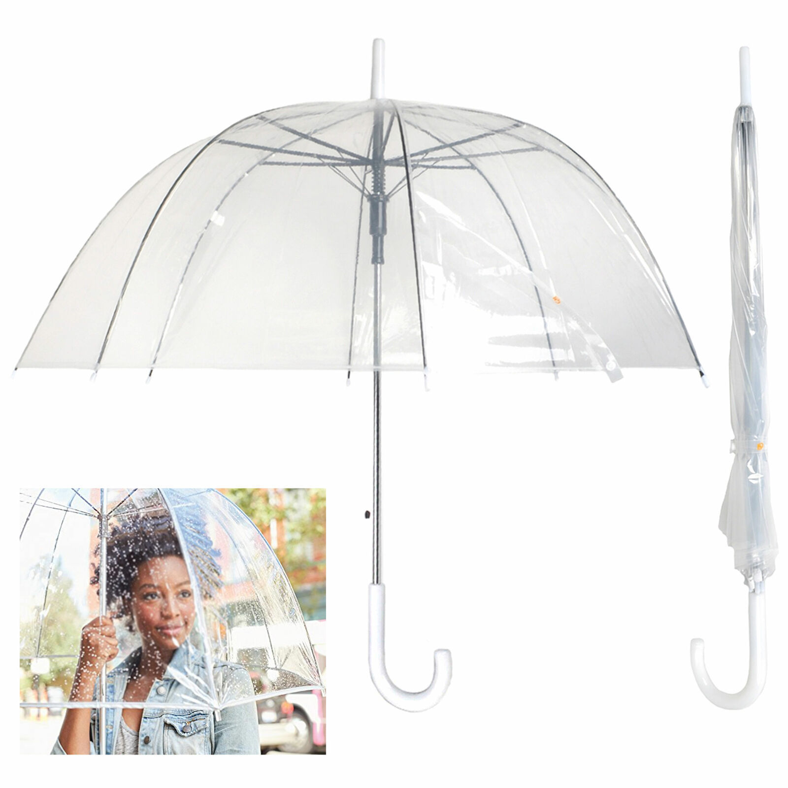 China Factory Wholesale Custom Promo Windproof Women's Rain Clear Bubble Transparent Umbrella