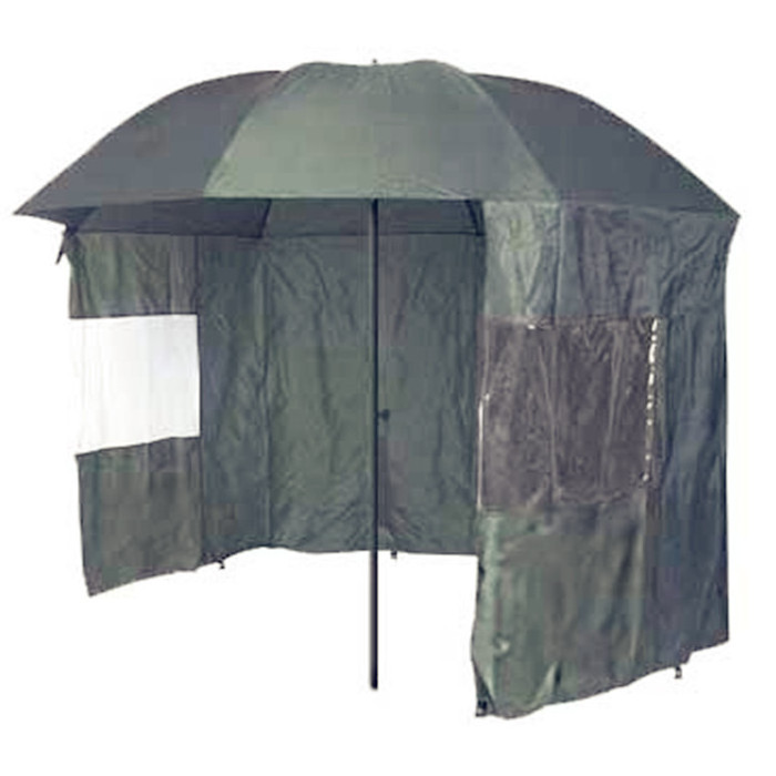 Carp/Sea Fishing Umbrella with Top Tilt and Zipped Sides/Windows Brolly Shelter