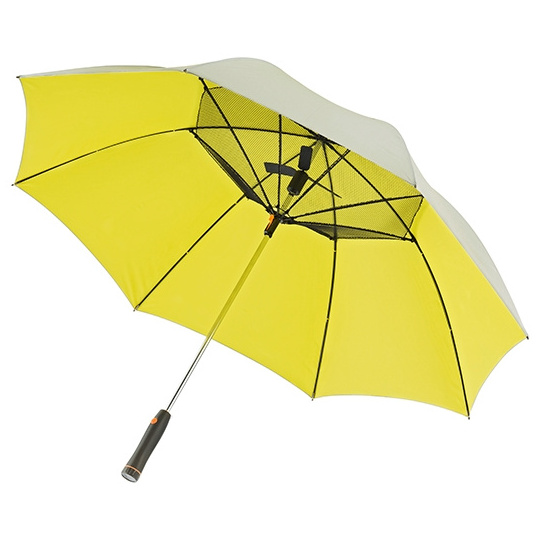 27 Inch Manual Open Promotional Custom Logo Fan Mist Straight Umbrella UV Umbrella with Fan