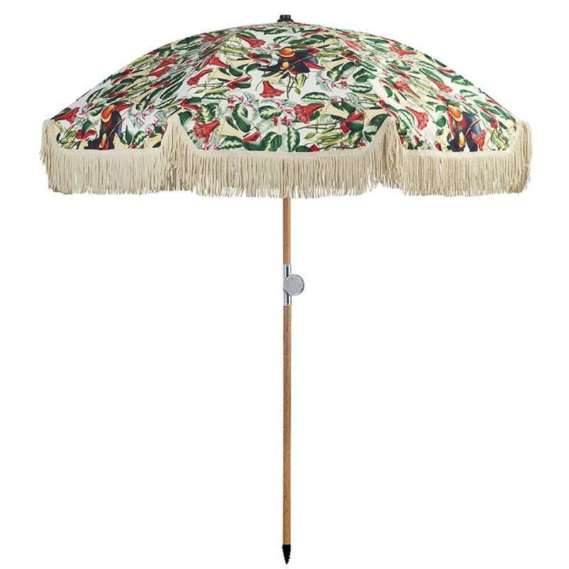 sun shelter wooden garden outdoor boho beach umbrella with tassels UV protection canopy 6ft 7ft 8ft 6 ft 7.5ft 7 foot 8 foot