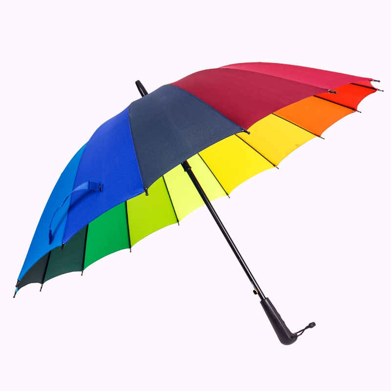 Beautiful 22inch umbrella with 16 panels rainbow pongee fabric