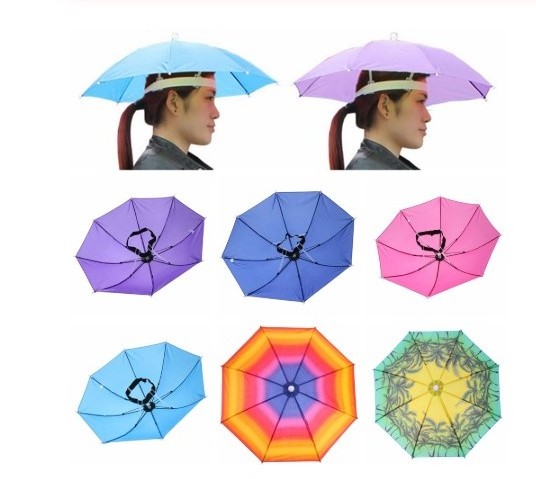 Portable Outdoor Umbrella Hat Cap Folding Women Men Umbrella Fishing Hiking Golf Beach Headwear Handsfree Umbrella