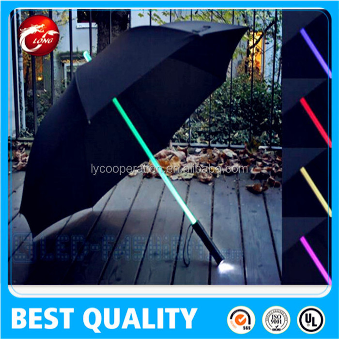 Flashlight umbrella glow in the dark led light torch handle,umbrella with torch handle