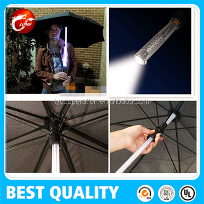 Flashlight umbrella glow in the dark led light torch handle,umbrella with torch handle