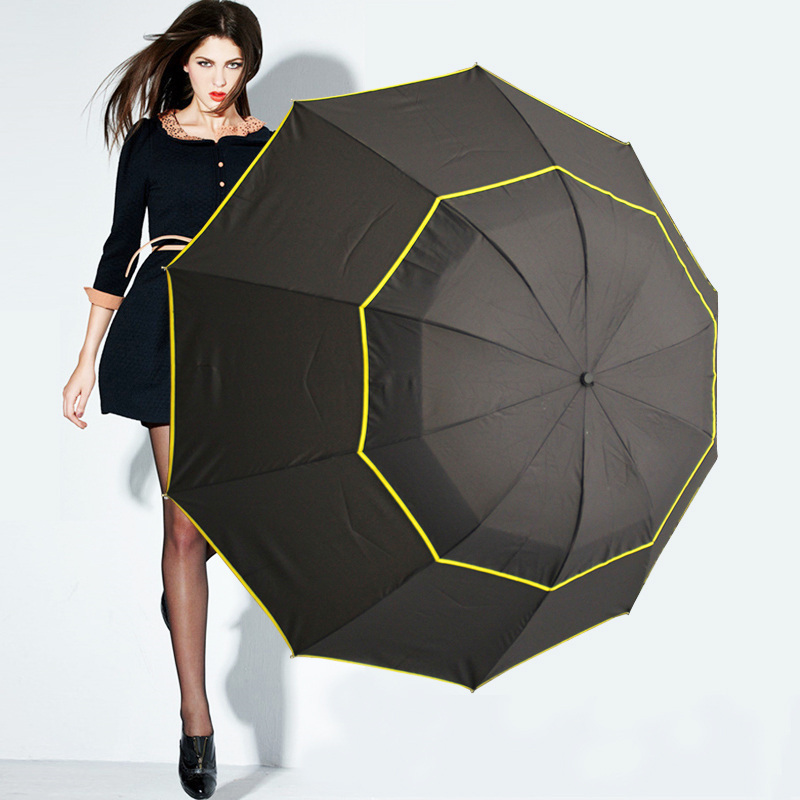 62inch Double Canopy Windproof Fiberglass Frame Large Outdoor Umbrella Golf umbrella