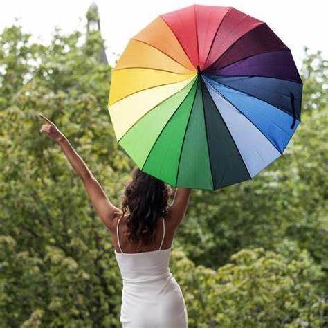 Beautiful 22inch umbrella with 16 panels rainbow pongee fabric