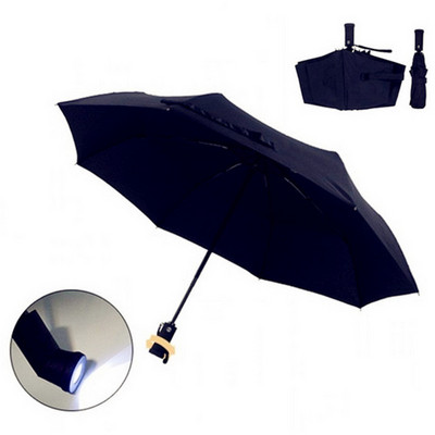 Unique umbrella Compact Travel Automatic Open Close Folding Umbrella with 180 Rotating LED Flashlight