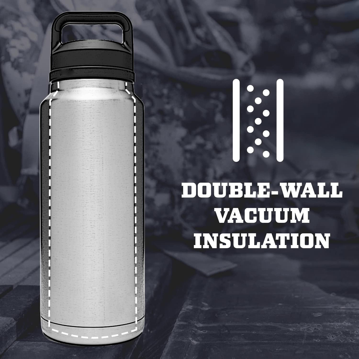 36oz Stainless Steel YTI Vacuum Insulated Thermos Gym Sports Drinking Water Bottle with Chug