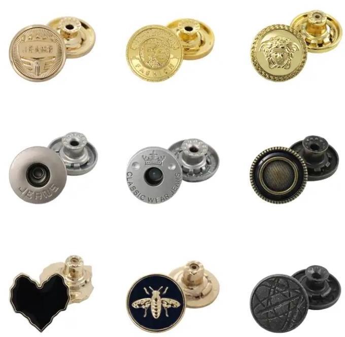 Custom Embossed Botones Cloth Sew Button Gold Metal Denim Buttons Custom Logo Shank Jeans Snap Button For Clothes