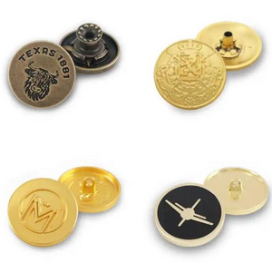 Custom Embossed Botones Cloth Sew Button Gold Metal Denim Buttons Custom Logo Shank Jeans Snap Button For Clothes