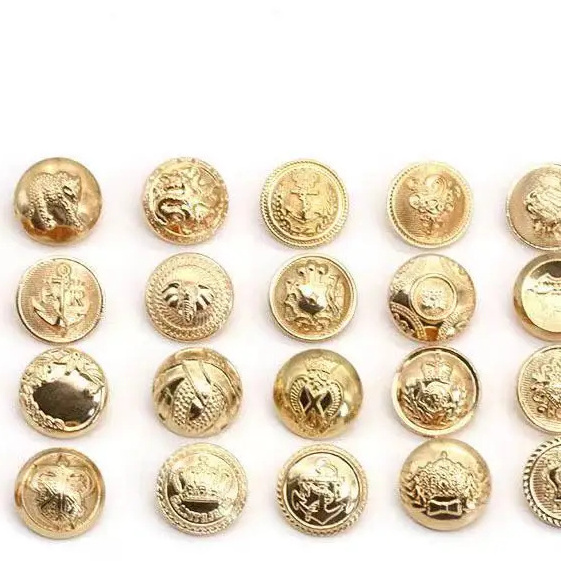 English Style Metal Brass Button Blazer Button Metal Customized Plating Shank Round Dry Cleaning Coat Buttons