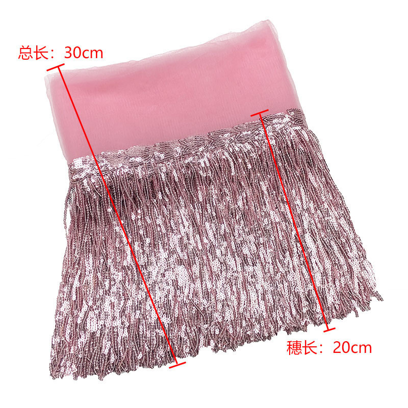 Fashion 20cm Length  Tulle Lace Trim Sequin Fringe Tassel For Garment Dress Decorative Lace Trimming