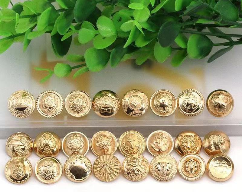 English Style Metal Brass Button Blazer Button Metal Customized Plating Shank Round Dry Cleaning Coat Buttons