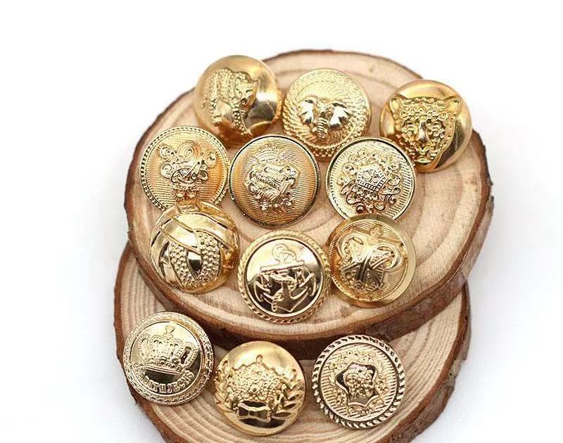 English Style Metal Brass Button Blazer Button Metal Customized Plating Shank Round Dry Cleaning Coat Buttons