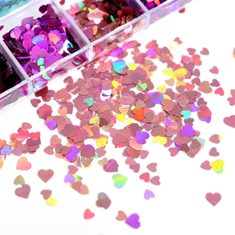 Wholesale High quality 12 grids holographic 3D DIY lovely heart lash extension decals