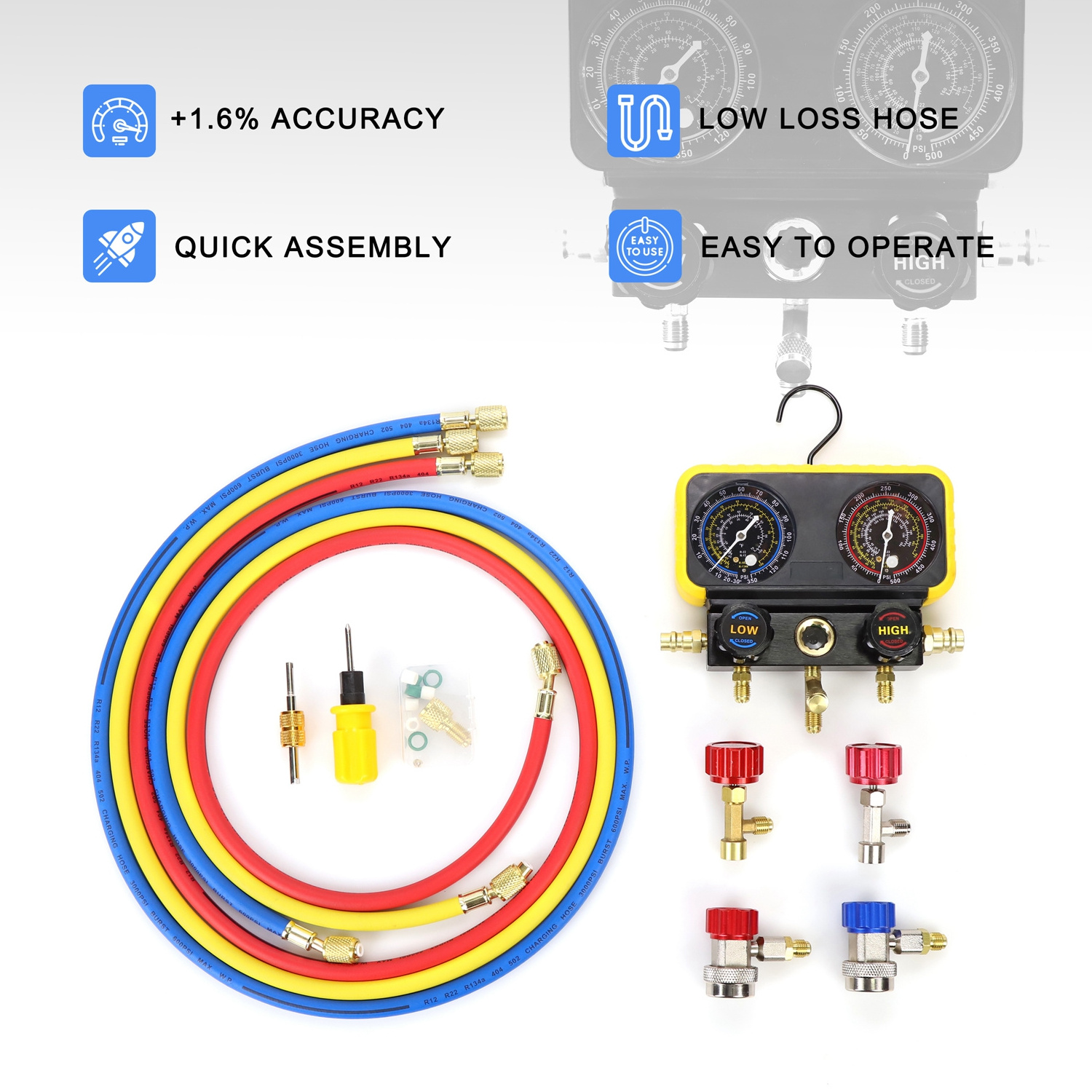 S301 Manifold Gauge Accurate Dual Gauge for Refrigeration System R22 R134A R410