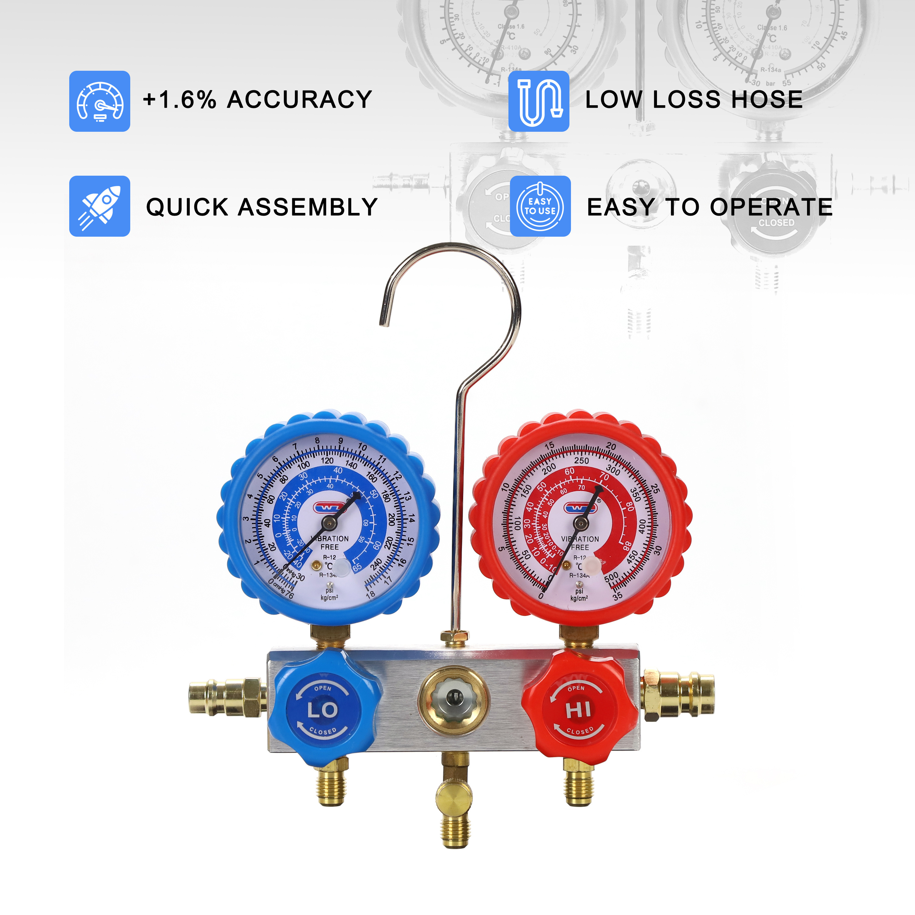 2Z60 Manifold Gauge Accurate Dual Gauge for Refrigeration System R22 R134A R410