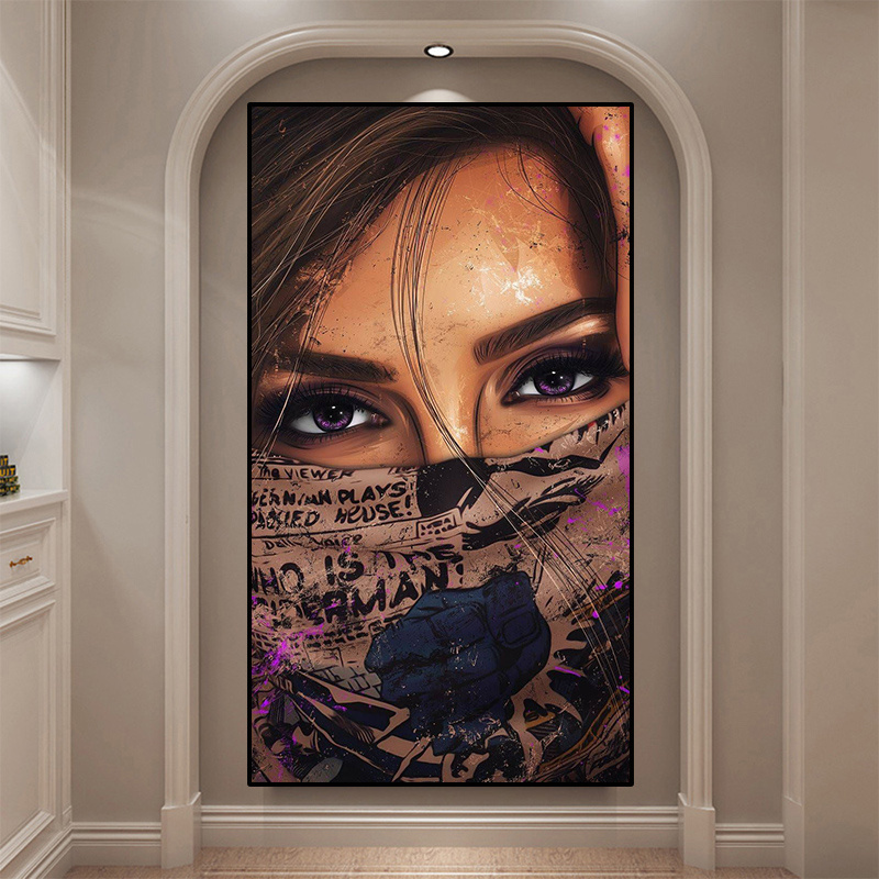 Graffiti Cool Girl Posters Printed Modern Wearing Women Portrait Canvas Painting Wall Art Picture Bedroom Home Decor