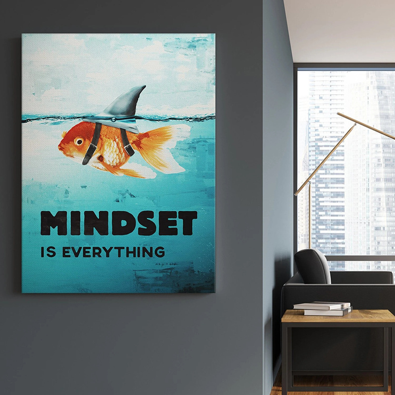 Mindset Is Everything Art Painting on Canvas Motivational  Prints Wall Living Decor