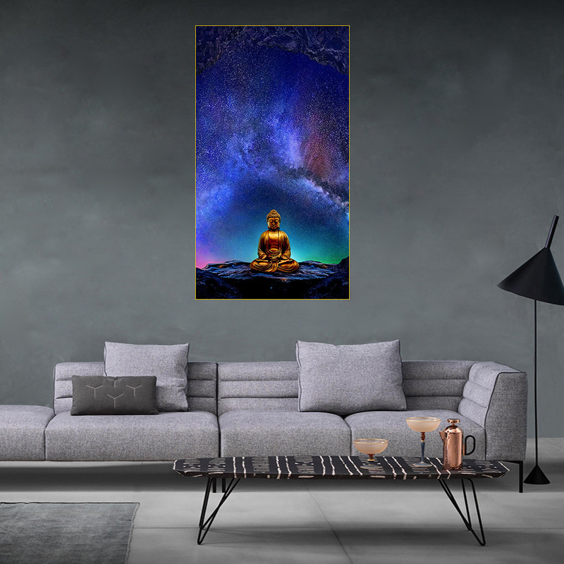 Gold Buddha Statue Blue Sky  Art Painting Home Decoration on Canvas Home Wall Decoration