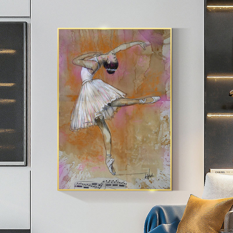 Vintage Ballet Dancing Girl Canvas Painting Abstract Ballerina Wall Art Posters Prints Picture Cuadros for Living Room Decor