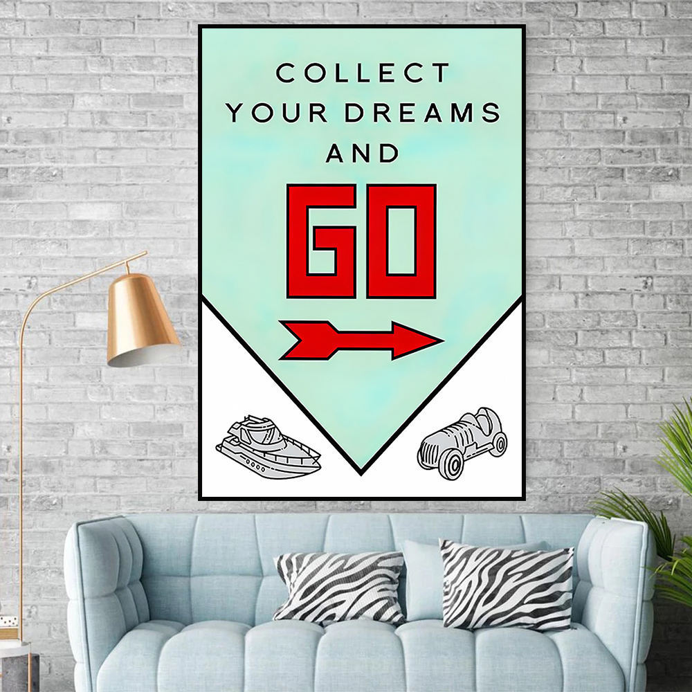 Motivational Canvas Painting Collect your dream and GO Prints Wall Art Inspirational Wall Art Picture Office Living Room Decor