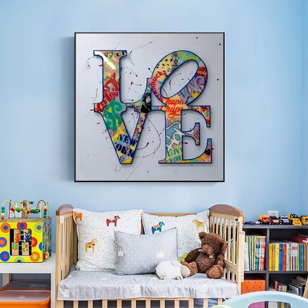 Modern Wall Decor Graffiti Art LOVE Canvas Paintings On the Wall Art Posters Prints Wall Pictures for Living Room Home Cuadros