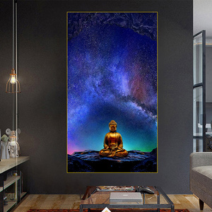 Gold Buddha Statue Blue Sky  Art Painting Home Decoration on Canvas Home Wall Decoration