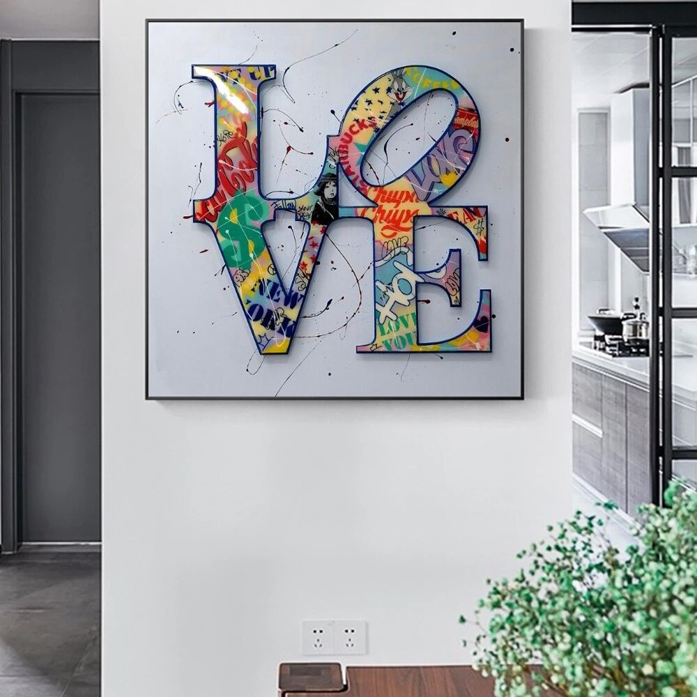 Modern Wall Decor Graffiti Art LOVE Canvas Paintings On the Wall Art Posters Prints Wall Pictures for Living Room Home Cuadros