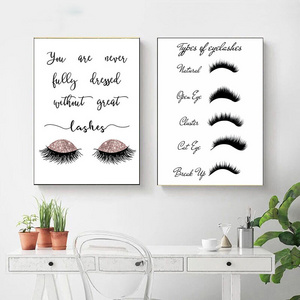 Modern Lashes Fashion Canvas Poster Painting Eyelashes Print Makeup Wall Decorative for Girl Room Salon Decor