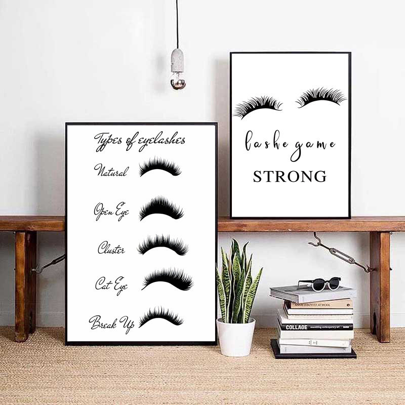 Modern Lashes Fashion Canvas Poster Painting Eyelashes Print Makeup Wall Decorative for Girl Room Salon Decor