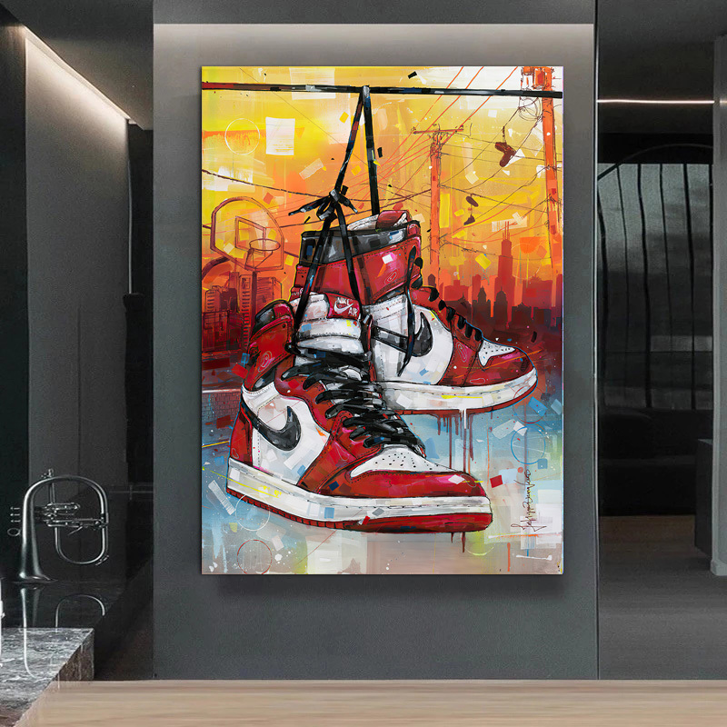 Graffiti Art Sneakers Sports Shoe Canvas Air Shoes Pop Graffiti Street Art Work Wall Pictures Decoration Canvas Painting