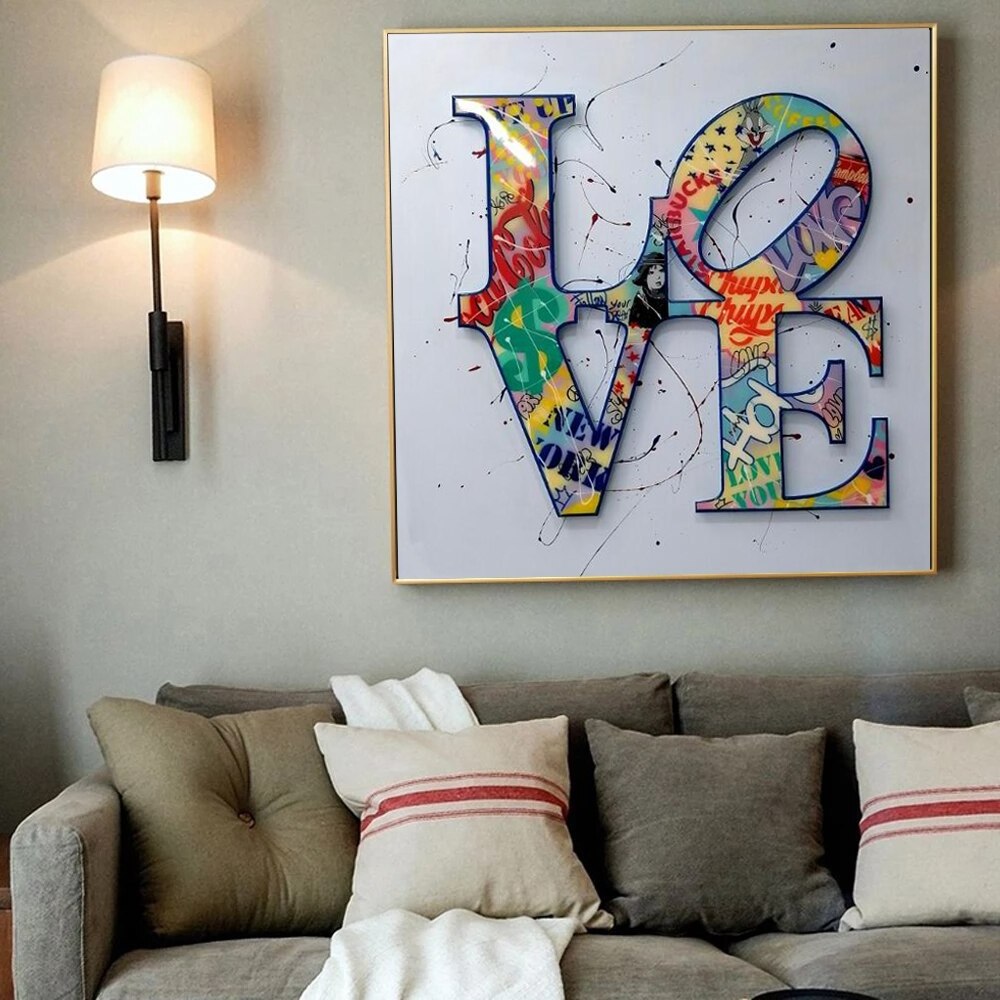 Modern Wall Decor Graffiti Art LOVE Canvas Paintings On the Wall Art Posters Prints Wall Pictures for Living Room Home Cuadros