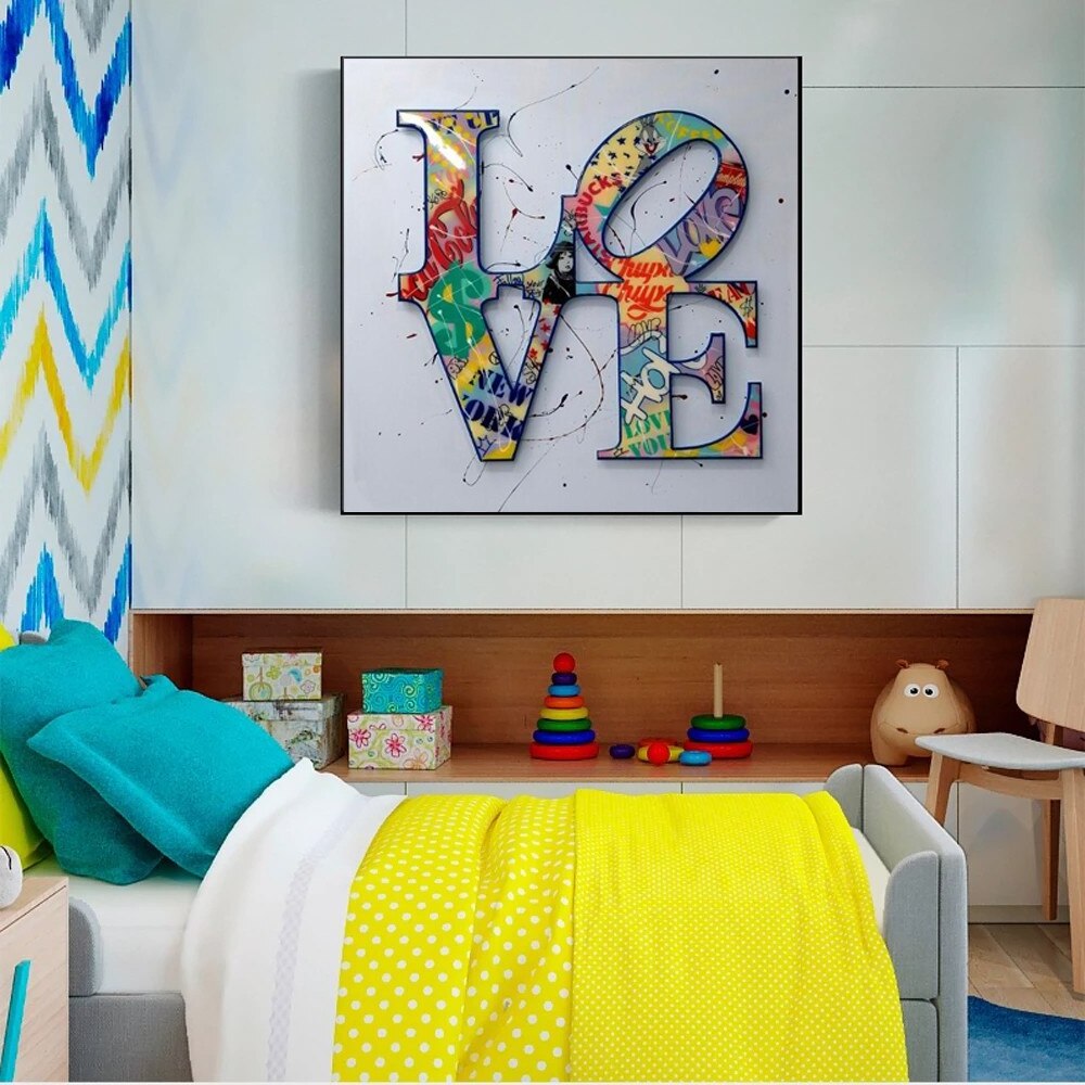 Modern Wall Decor Graffiti Art LOVE Canvas Paintings On the Wall Art Posters Prints Wall Pictures for Living Room Home Cuadros