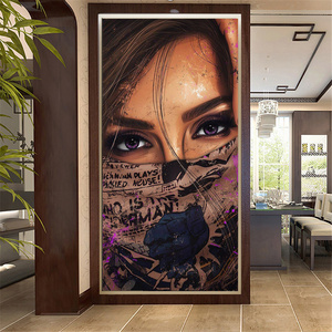 Graffiti Cool Girl Posters Printed Modern Wearing Women Portrait Canvas Painting Wall Art Picture Bedroom Home Decor