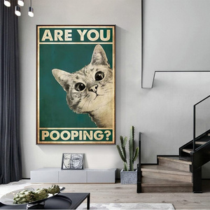 Are You Pooping Poster Bathroom Funny Bathroom Sign Canvas Prints Cute Cat Quote Art for Painting Wall Picture Toilet WC Decor