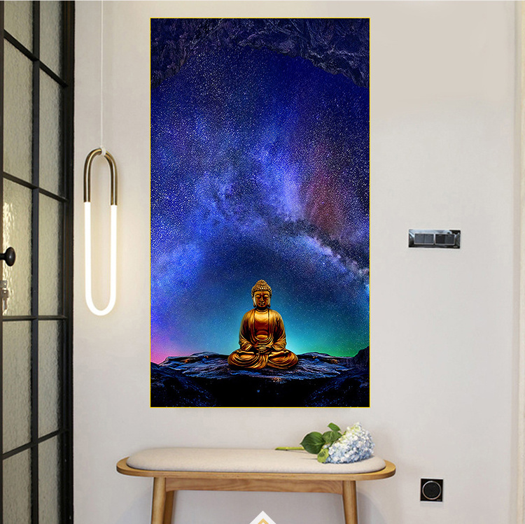 Gold Buddha Statue Blue Sky  Art Painting Home Decoration on Canvas Home Wall Decoration