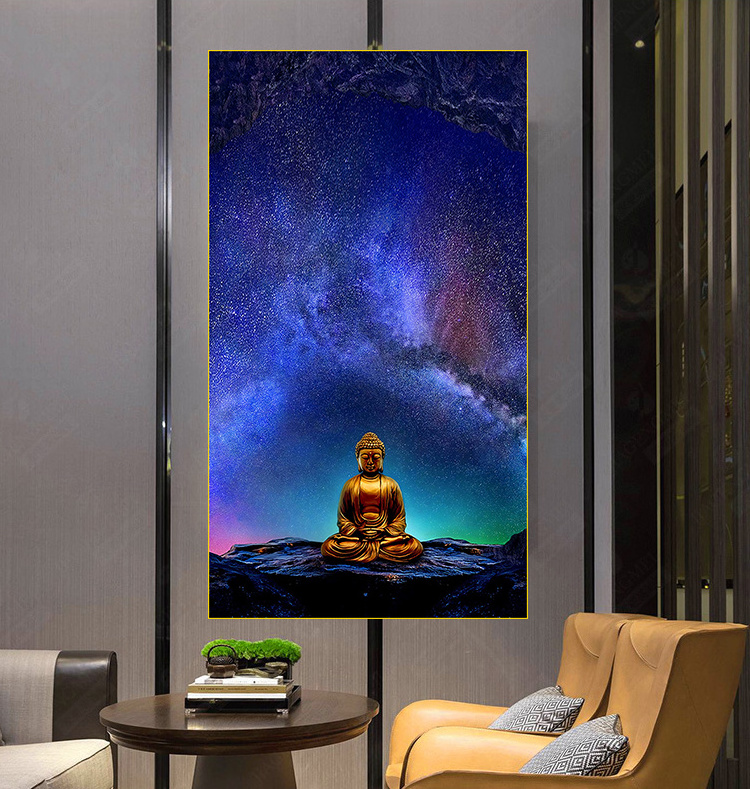 Gold Buddha Statue Blue Sky  Art Painting Home Decoration on Canvas Home Wall Decoration