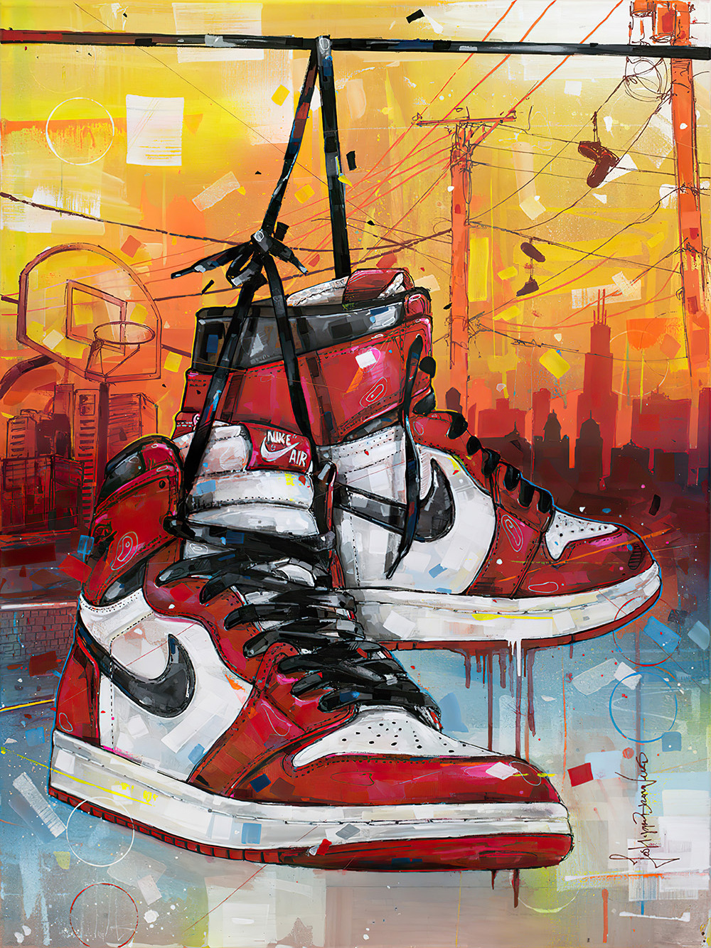 Graffiti Art Sneakers Sports Shoe Canvas Air Shoes Pop Graffiti Street Art Work Wall Pictures Decoration Canvas Painting