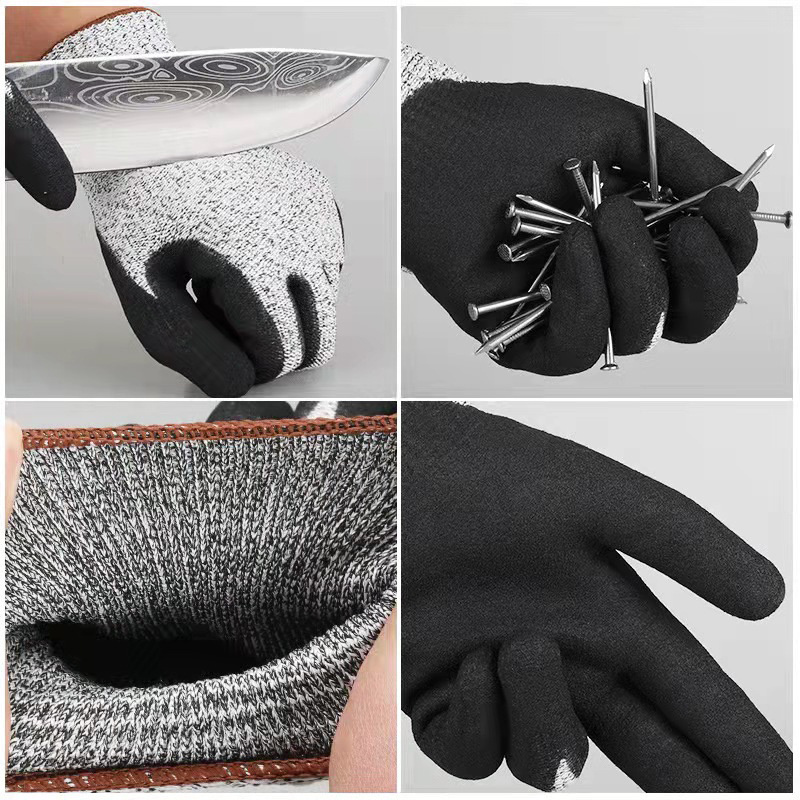 Shuoya cheaper  level 5 Meat cutting kitchen gloves nitrile coating cut resistant gloves dipping anti cut hand gloves