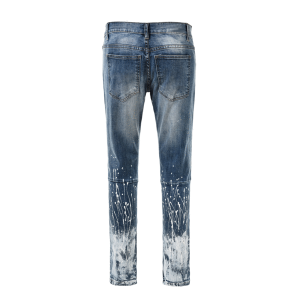 2018 paint splattered jeans heavy wash distress rhinestones jeans men denim jeans trousers