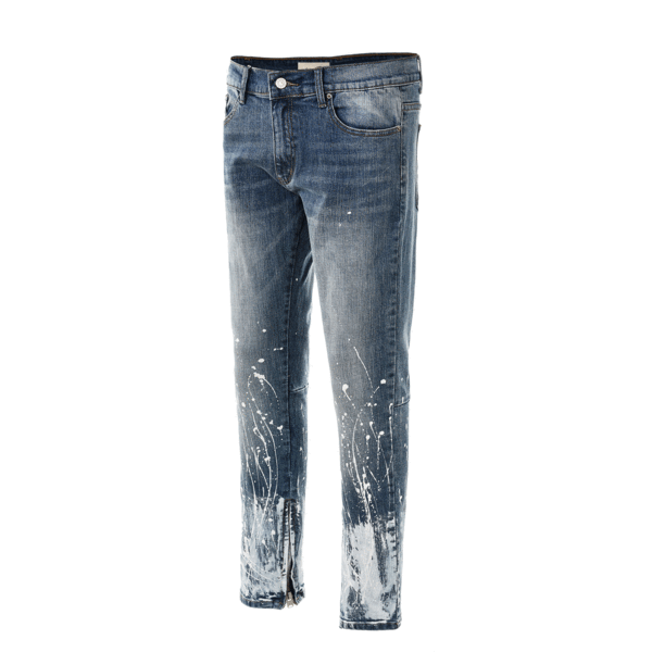 2018 paint splattered jeans heavy wash distress rhinestones jeans men denim jeans trousers