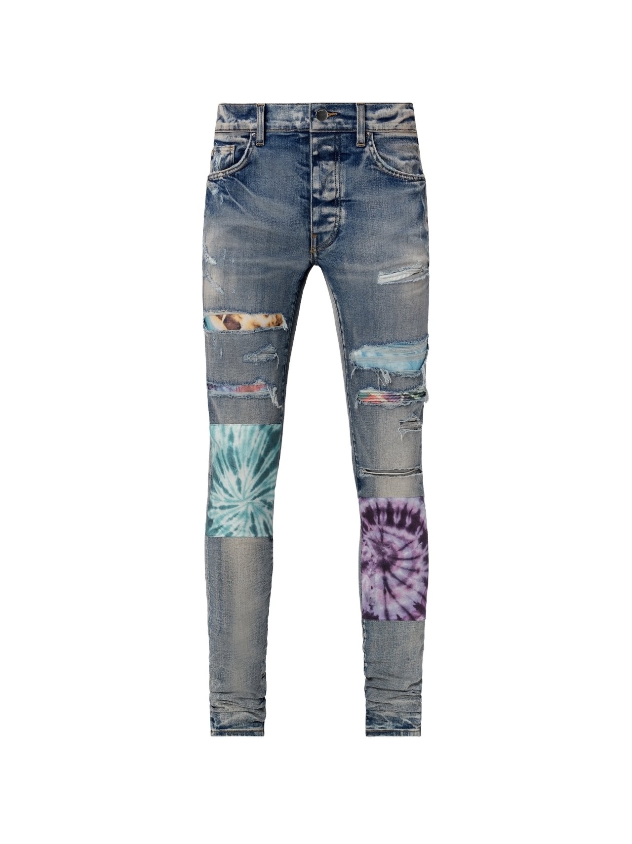 OEM wholesale price latest private label trousers denim pants tie dye patched skinny jeans with patches boys