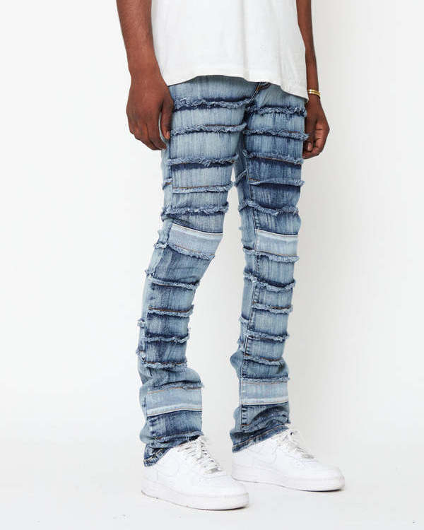 custom baggy stacked jeans men Designer jeans men Manufacturers Custom Logo Ripped buy jeans in bulk