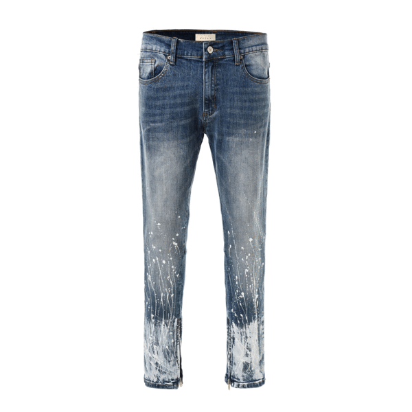 2018 paint splattered jeans heavy wash distress rhinestones jeans men denim jeans trousers